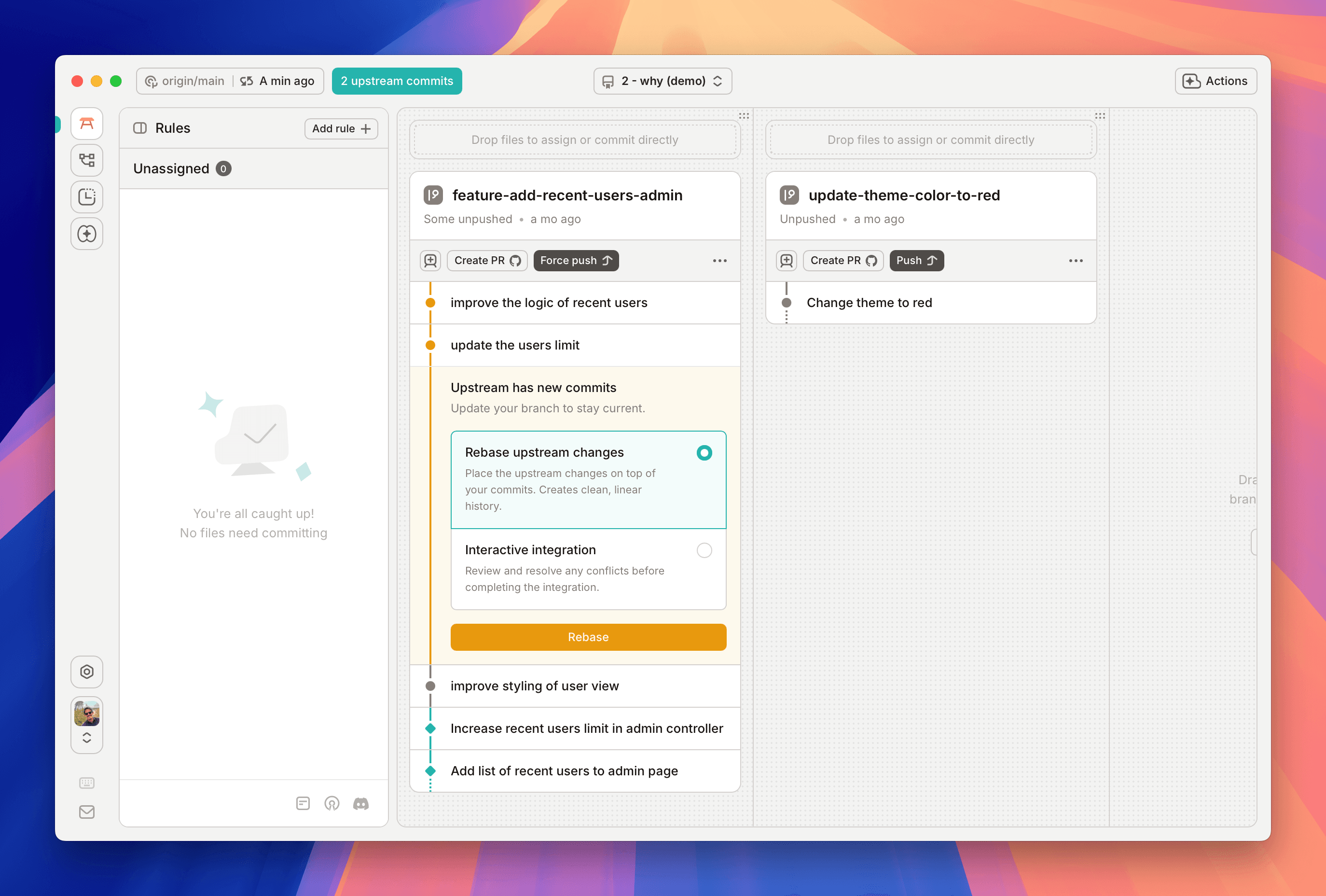 GitButler's view when someone else has pushed